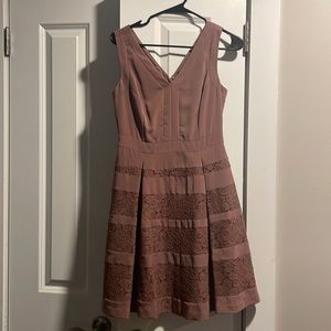 Mauve V-neck fit and flare dress size 0